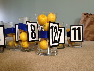 [WEDDING] BLUE AND YELLOW WEDDING TABLE NUMBERS